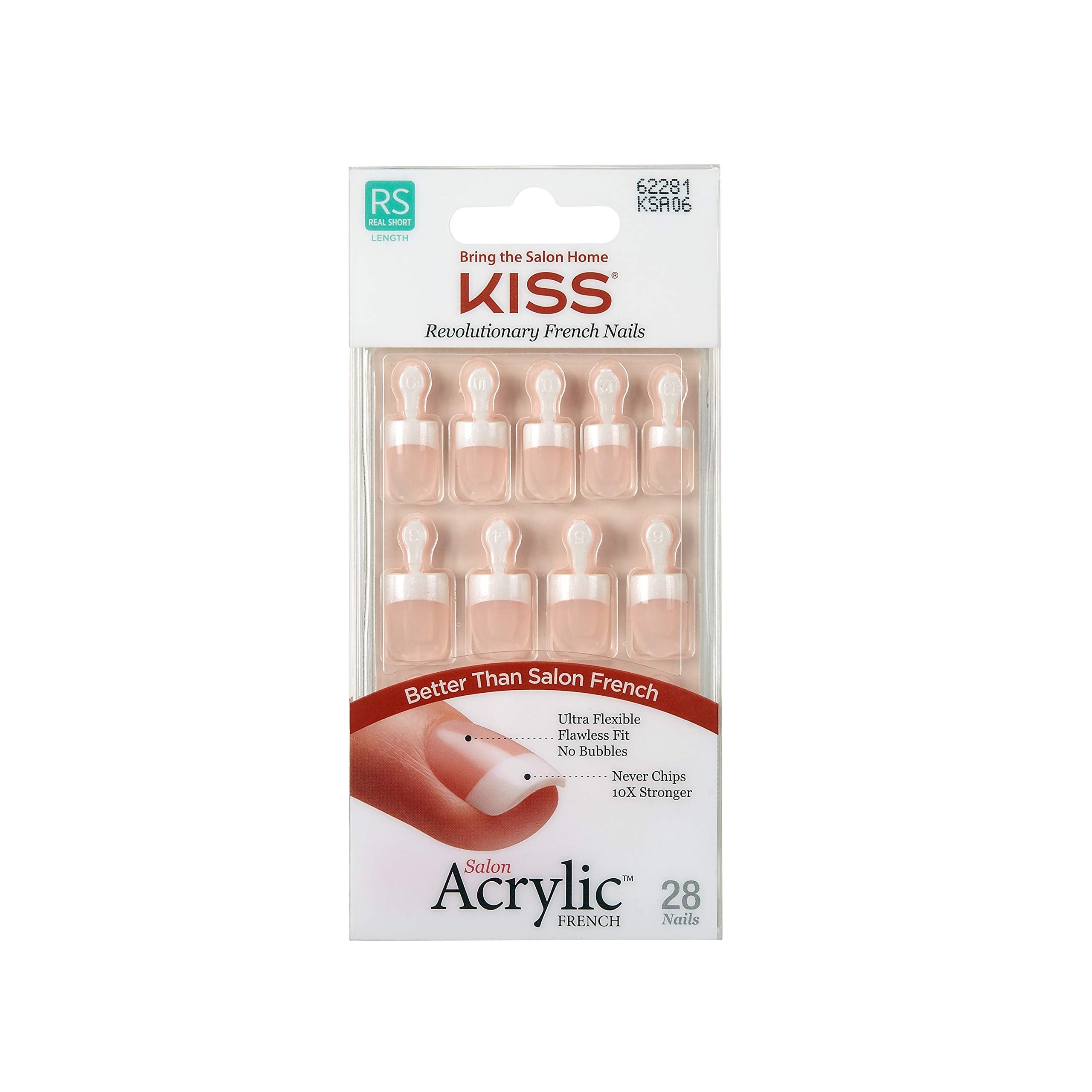 KISS Salon Acrylic French Nails Kit Pet Peeve Real Short (3 PACK)